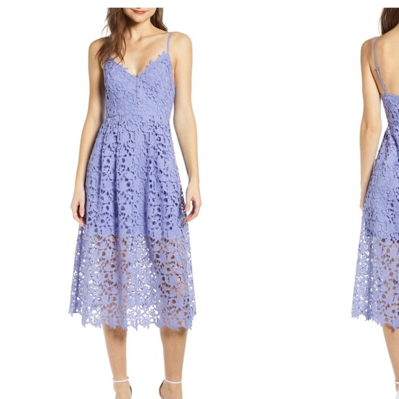 astr the label lace midi dress lavender